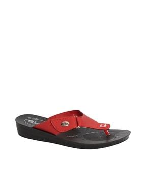 brand print t-strap flip-flops