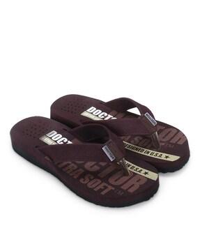 brand print thong strap flip flops