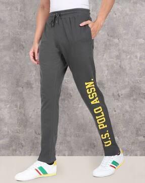 brand print track pants with drawstring waist