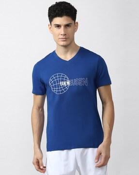 brand print v-neck t-shirt