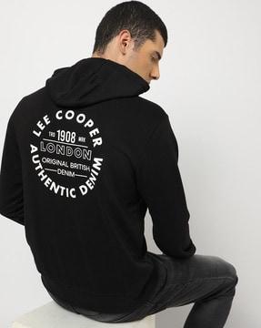 brand print zip-front hoodie