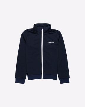 brand print zip-front jacket