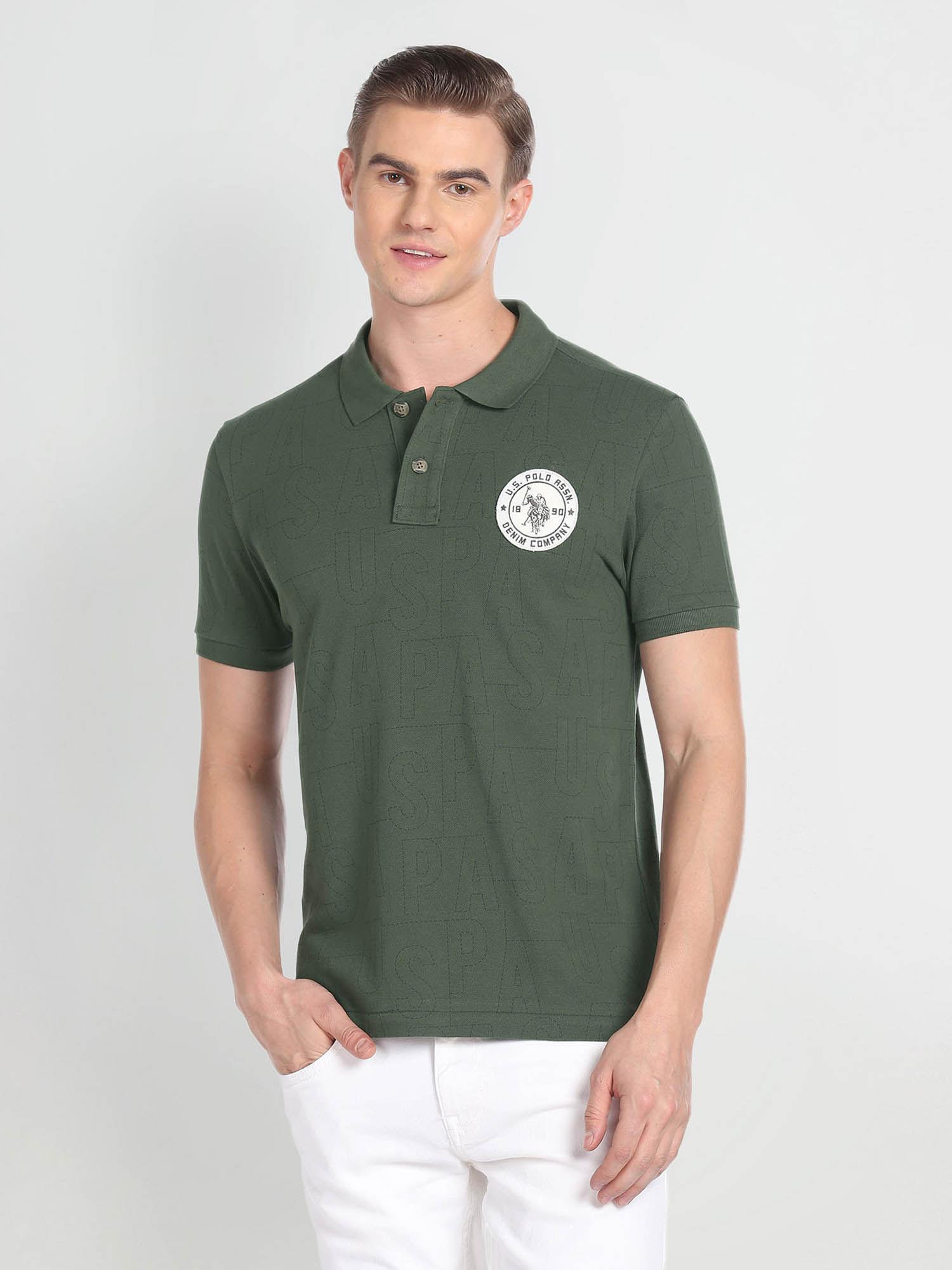 brand printed cotton polo t-shirt