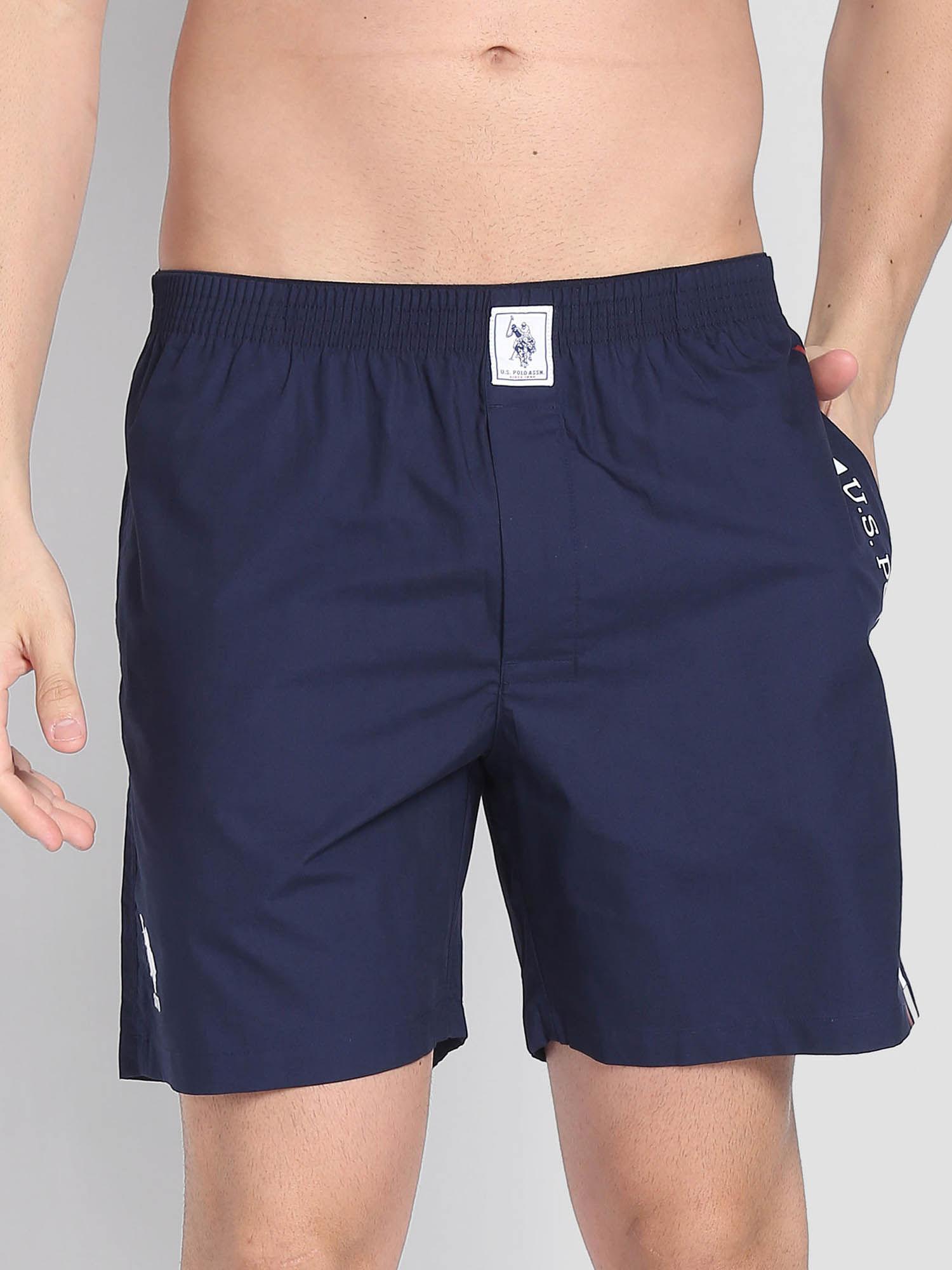 brand stripe dual pocket iyax boxers navy blue