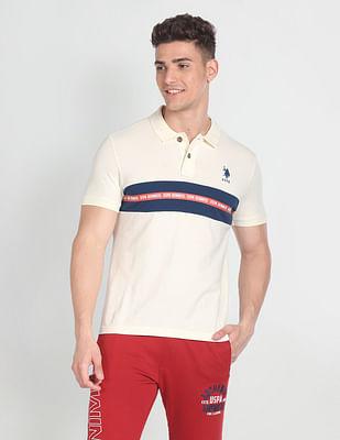 brand stripe pique polo shirt