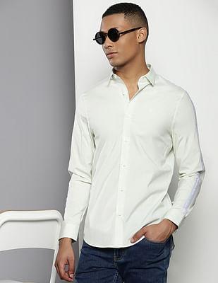 brand tape sleeve slim shirt