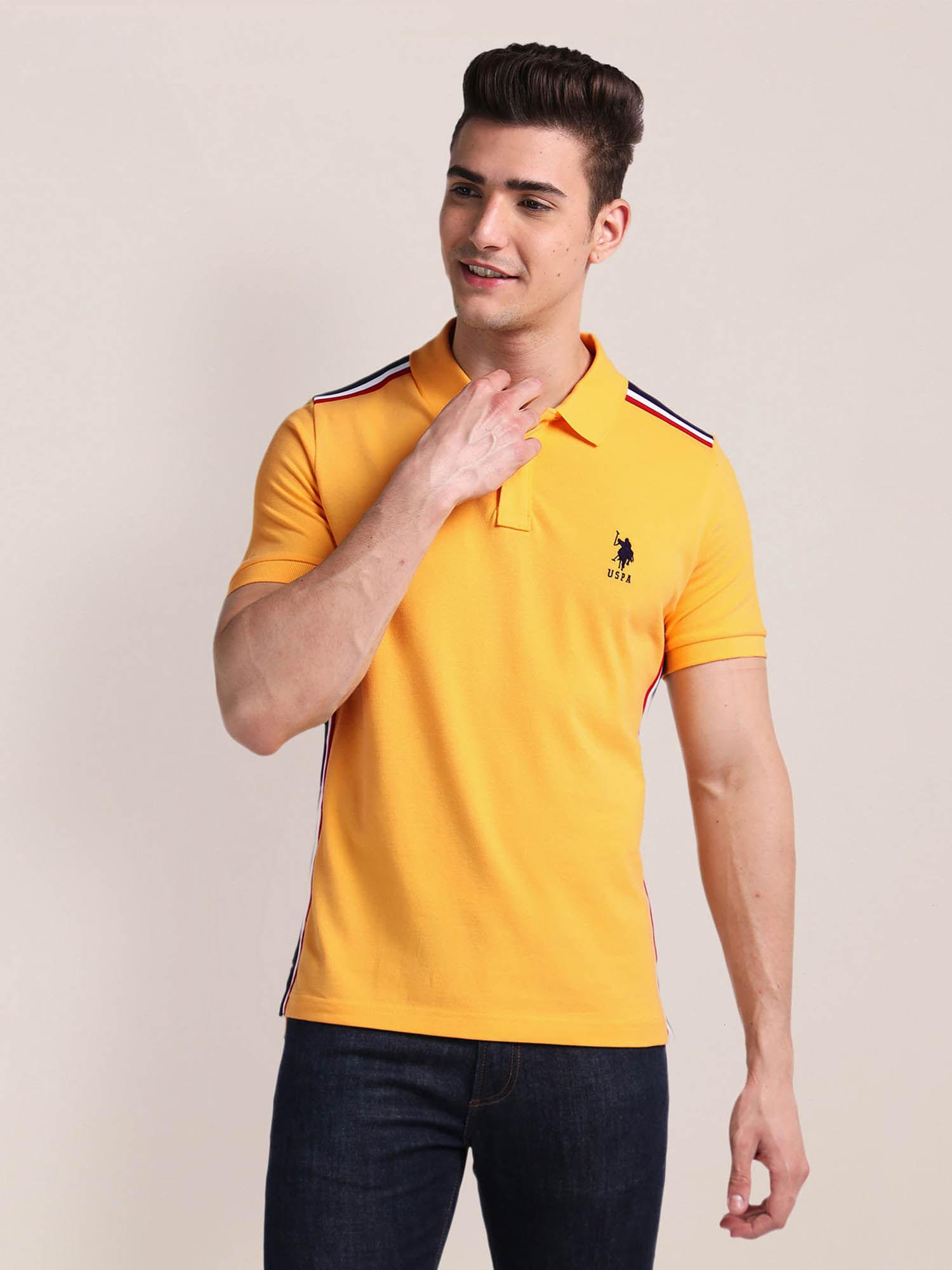 brand tape slim polo t-shirt yellow