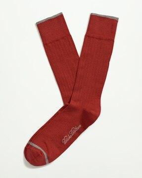 brand woven mid-calf length socks