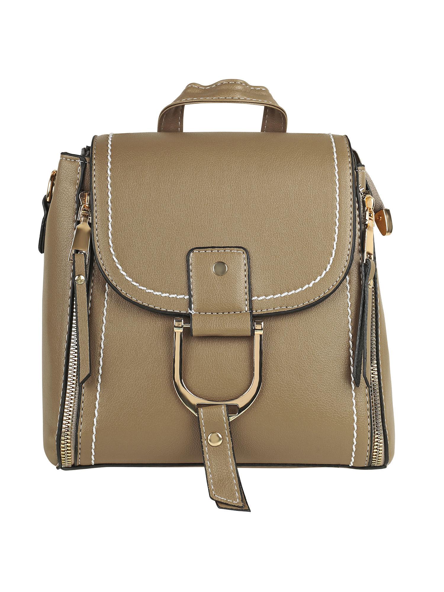 branded beige backpack for women (m)