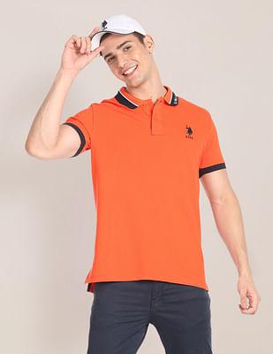 branded collar pique polo shirt