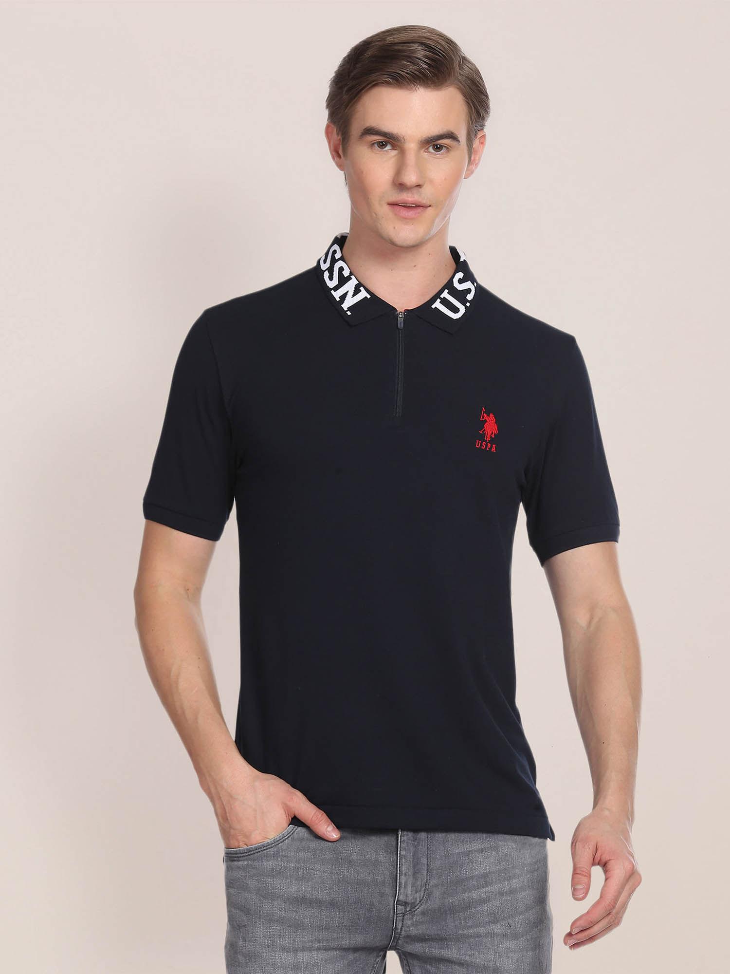 branded collar slim fit polo t-shirt
