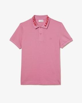branded slim fit stretch pique polo t-shirt