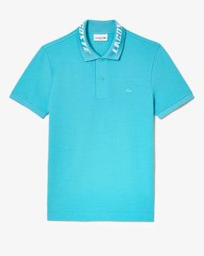 branded slim fit stretch pique polo t-shirt