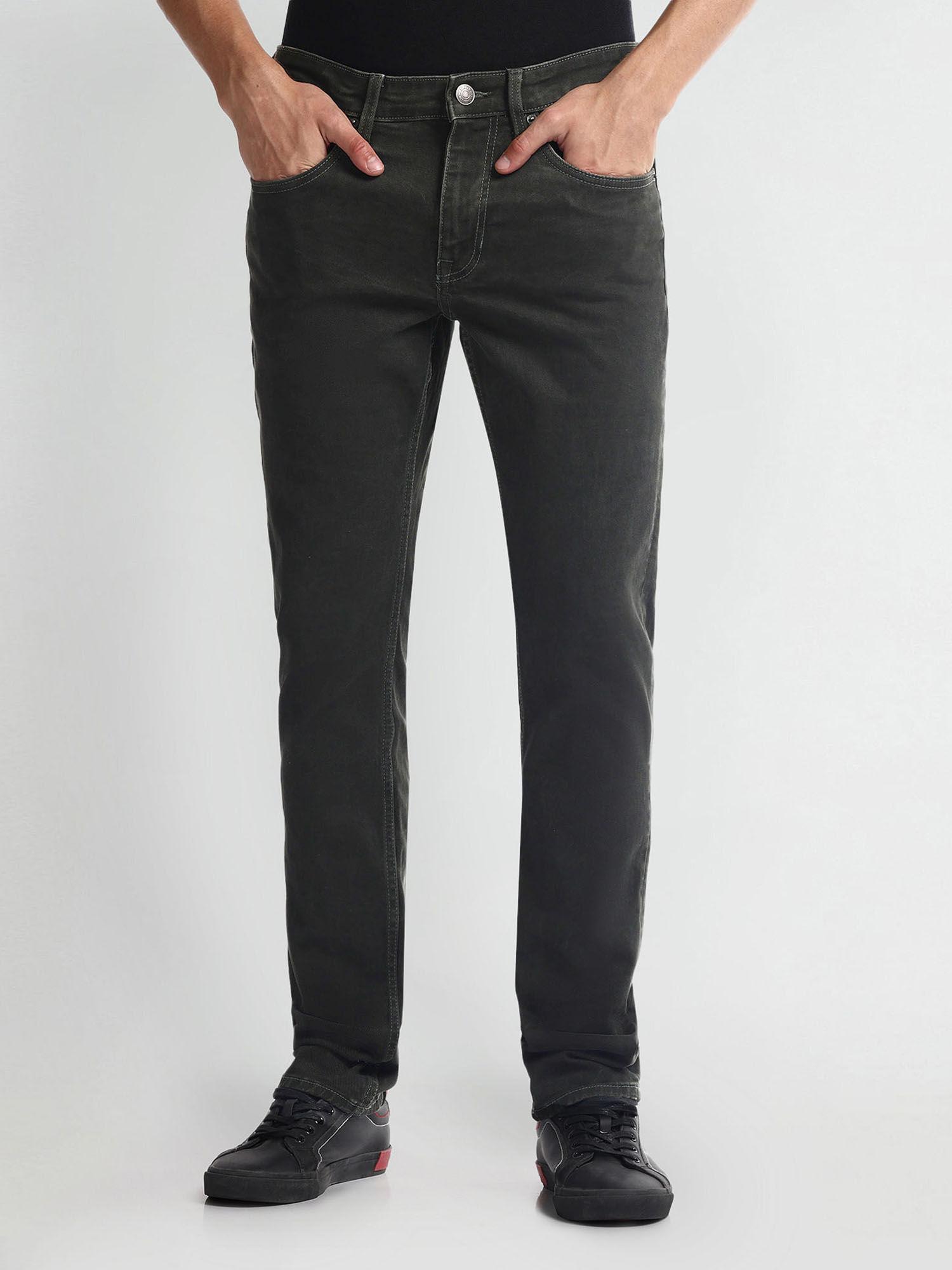 brandon slim tapered fit olive jeans