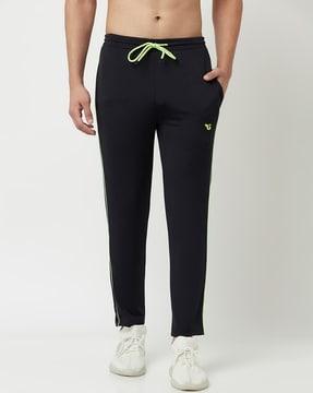 brant print straight track pants with drawstring waist