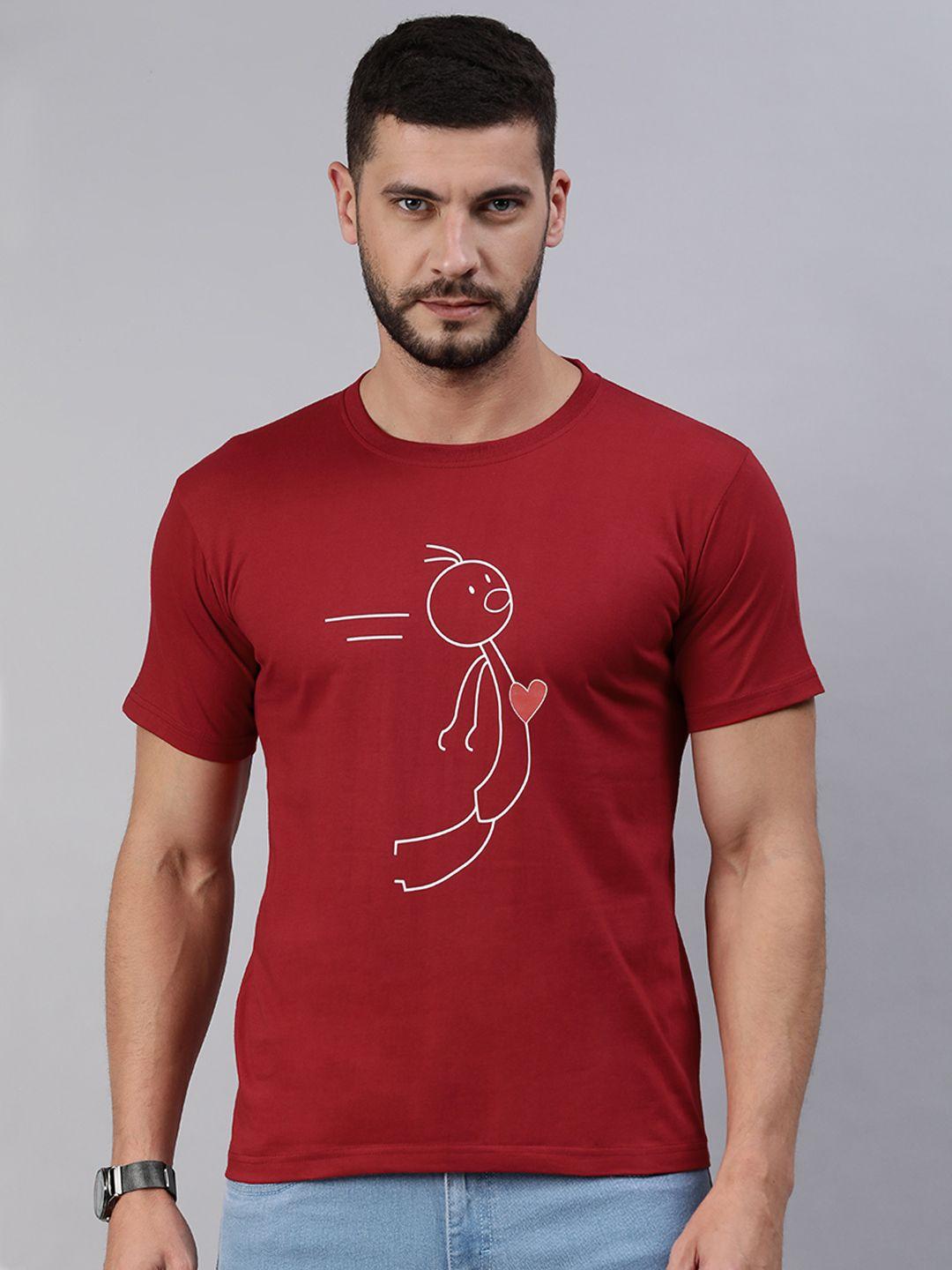 bratma men red & white conversational printed pure cotton t-shirt