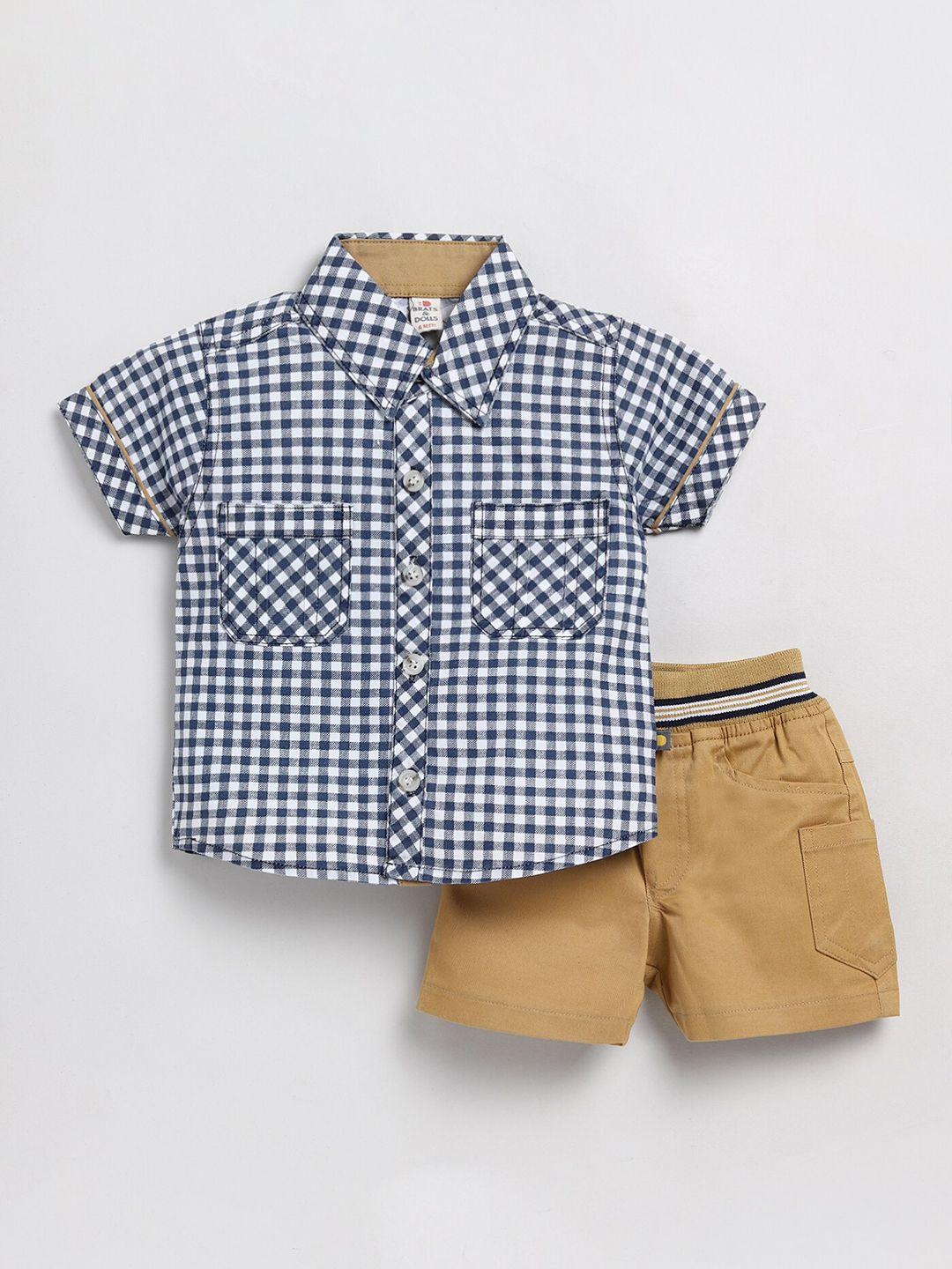 brats and dolls boys checked pure cotton shirt with shorts