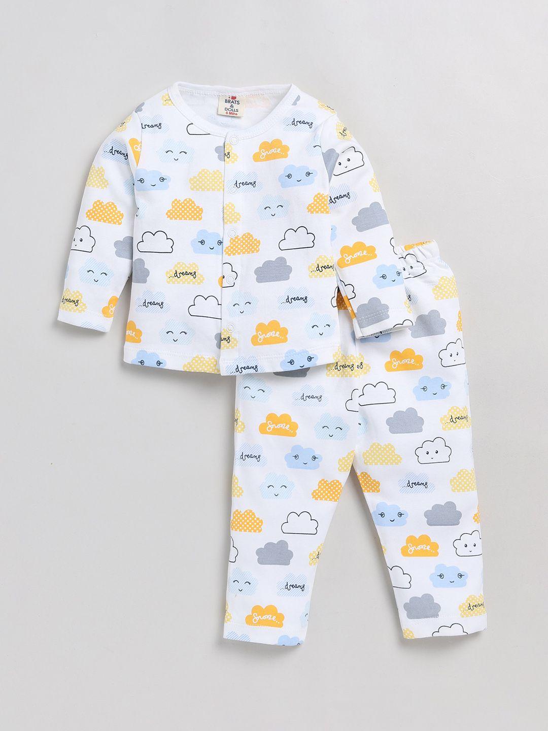 brats and dolls boys conversational printed pure cotton night suit