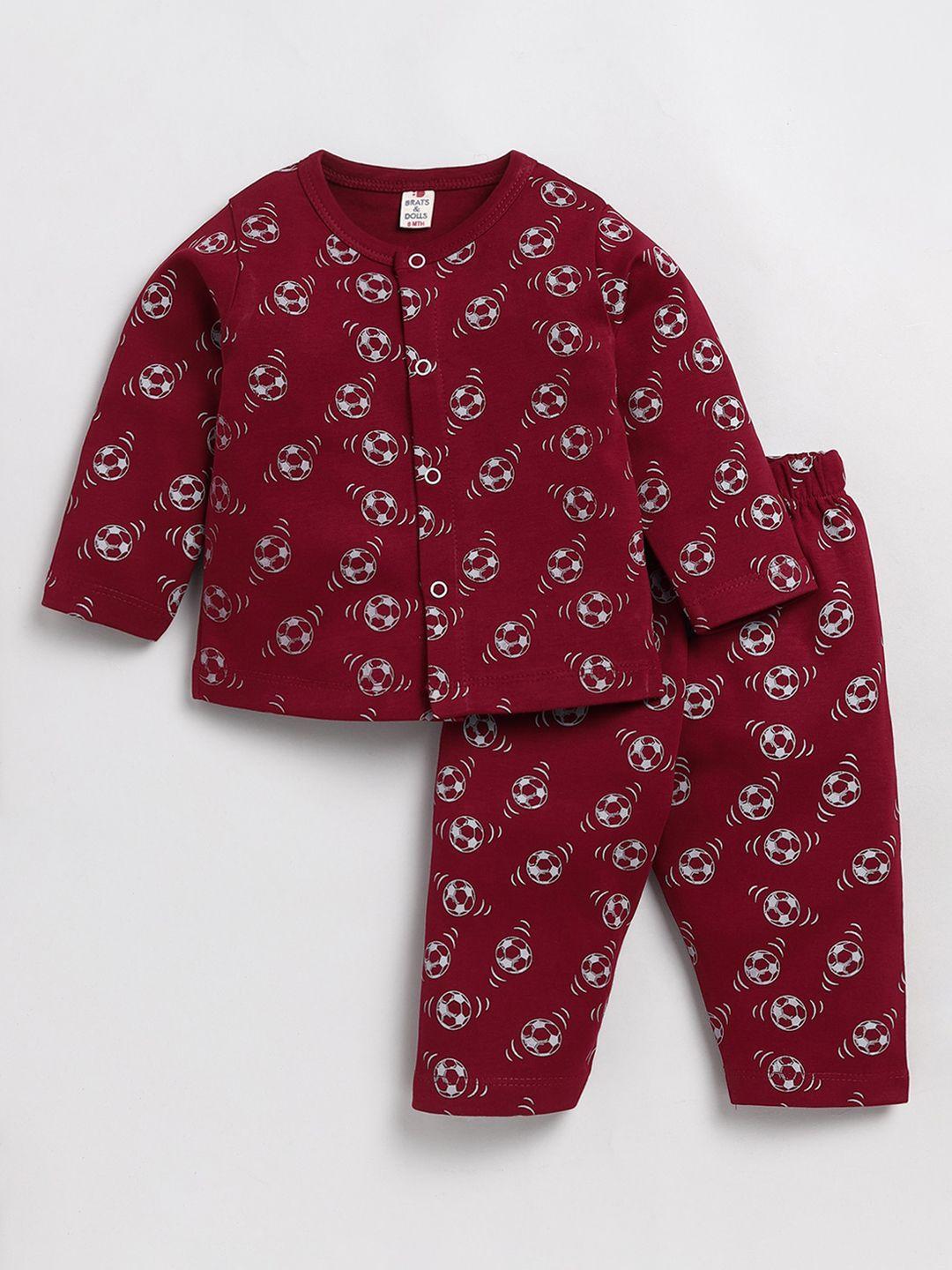 brats and dolls boys conversational printed pure cotton night suit