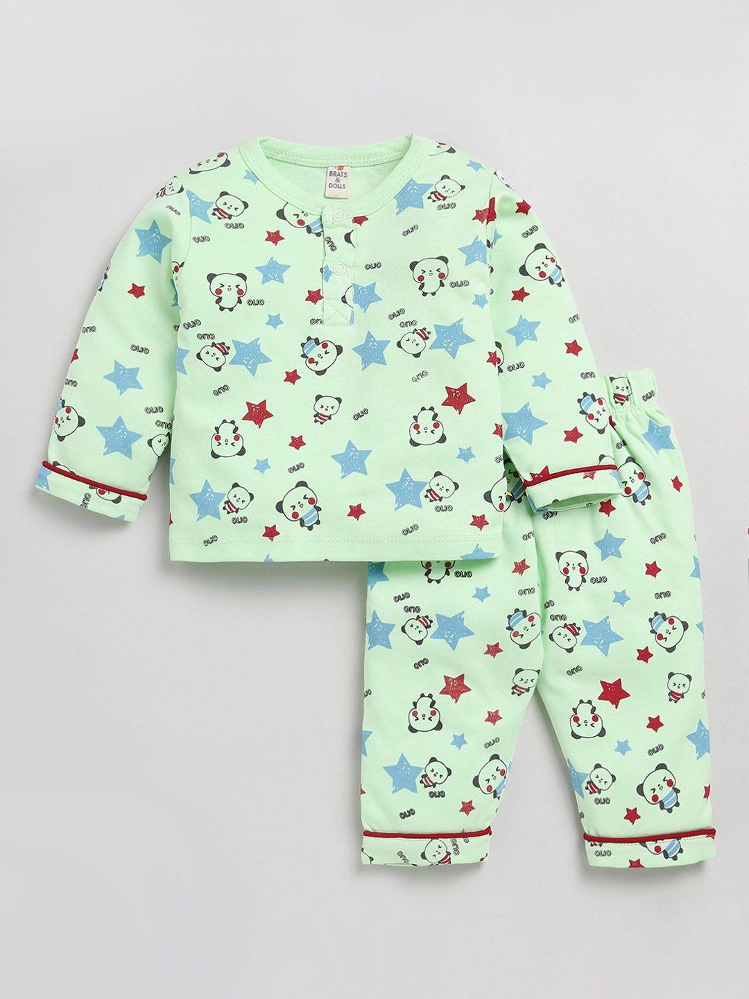 brats and dolls boys conversational printed pure cotton night suit