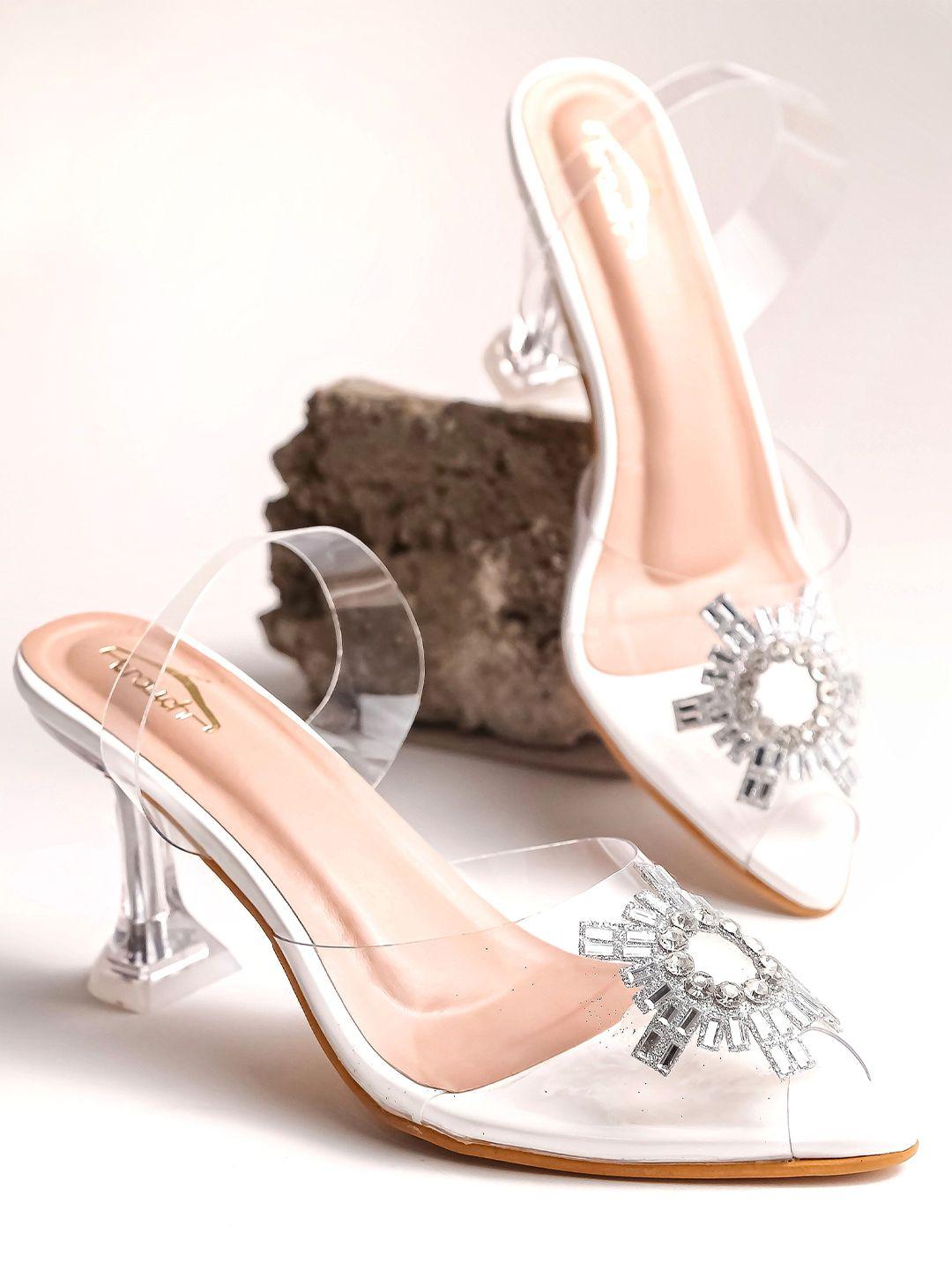 brauch embellished pointed toe block pumps