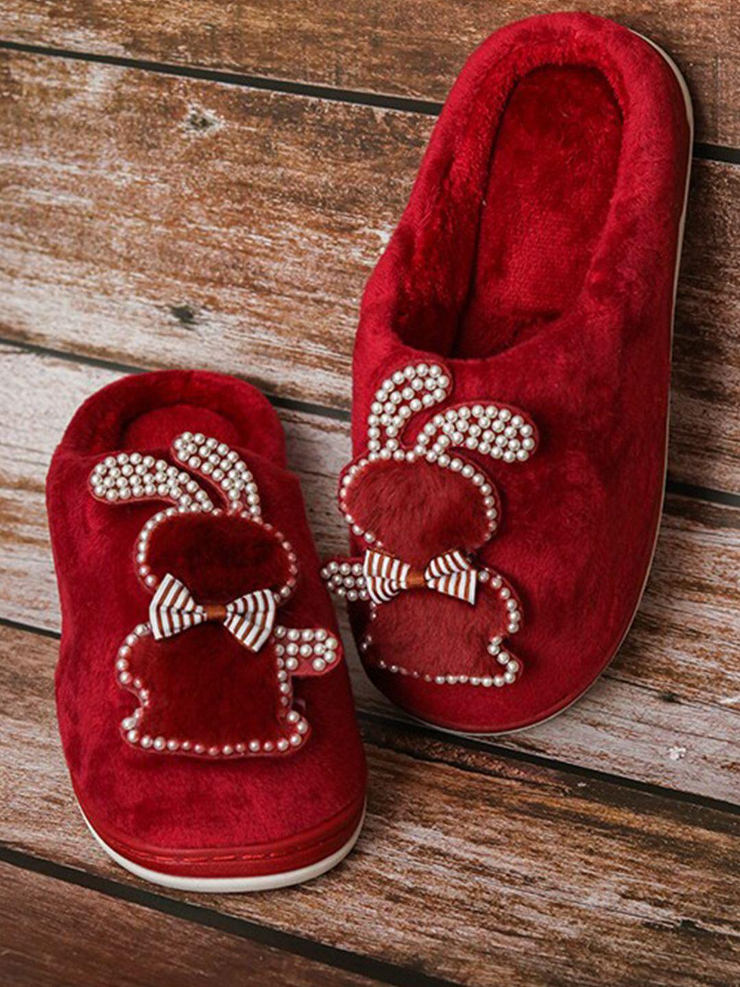 brauch girl maroon & white room slippers