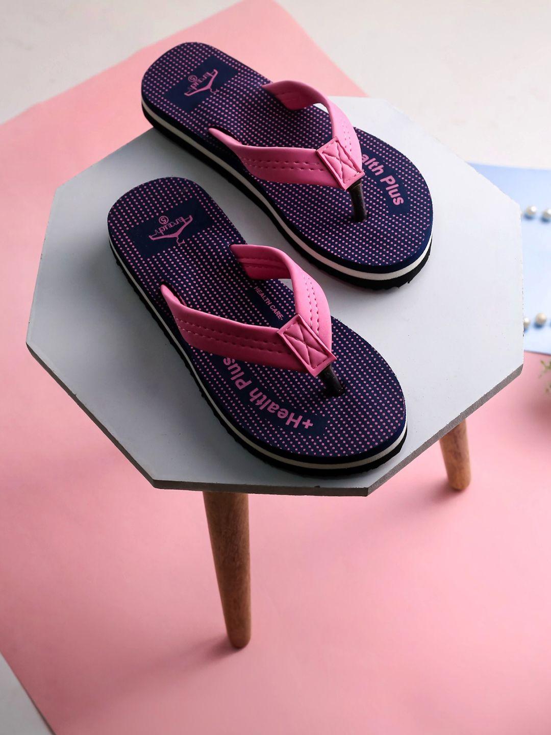 brauch women blue & pink printed thong flip-flops