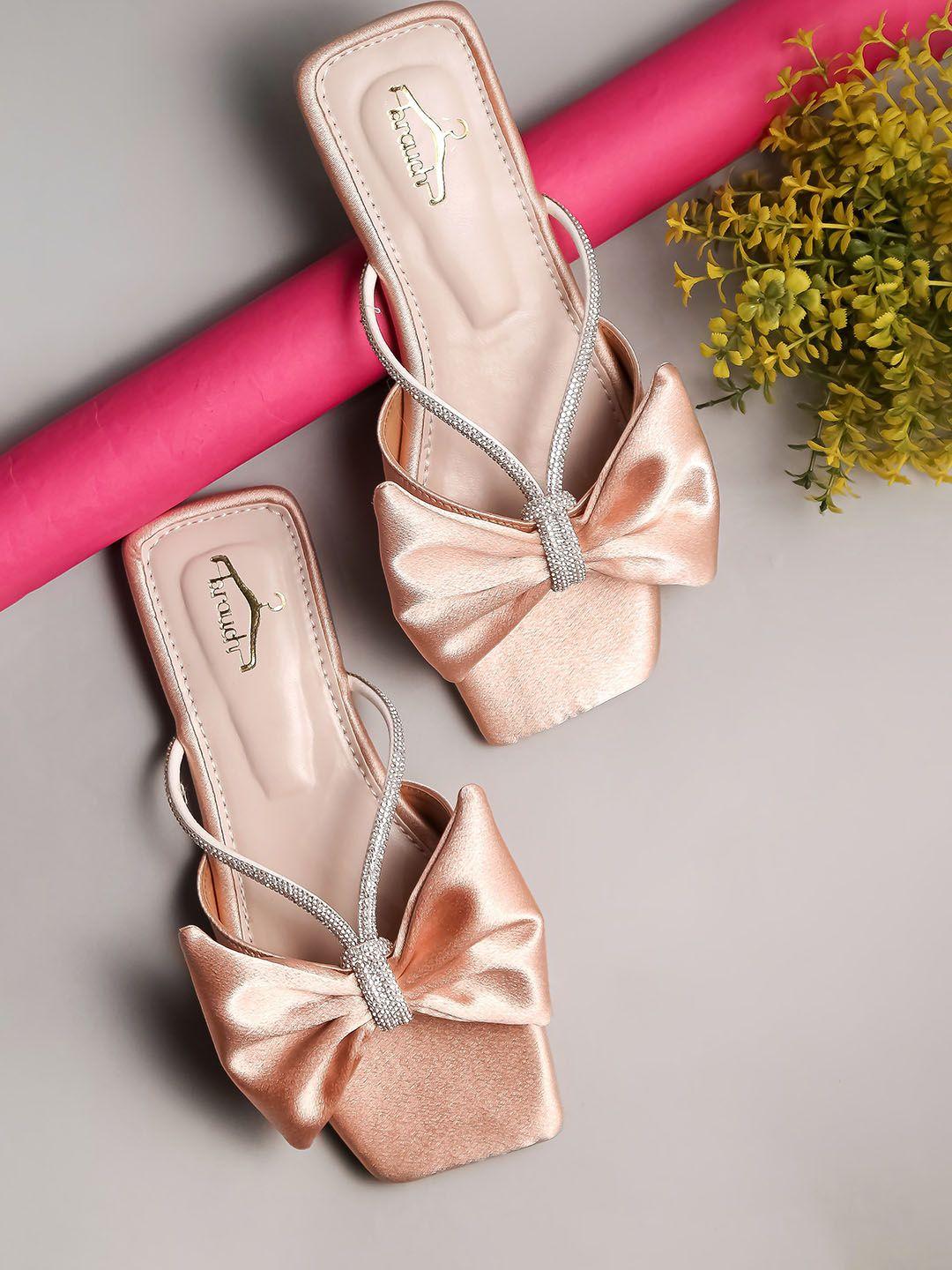 brauch embellished bow open toe flats