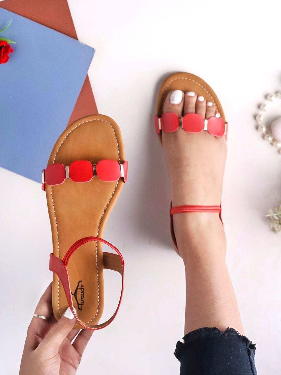 brauch oval belt open toe flats