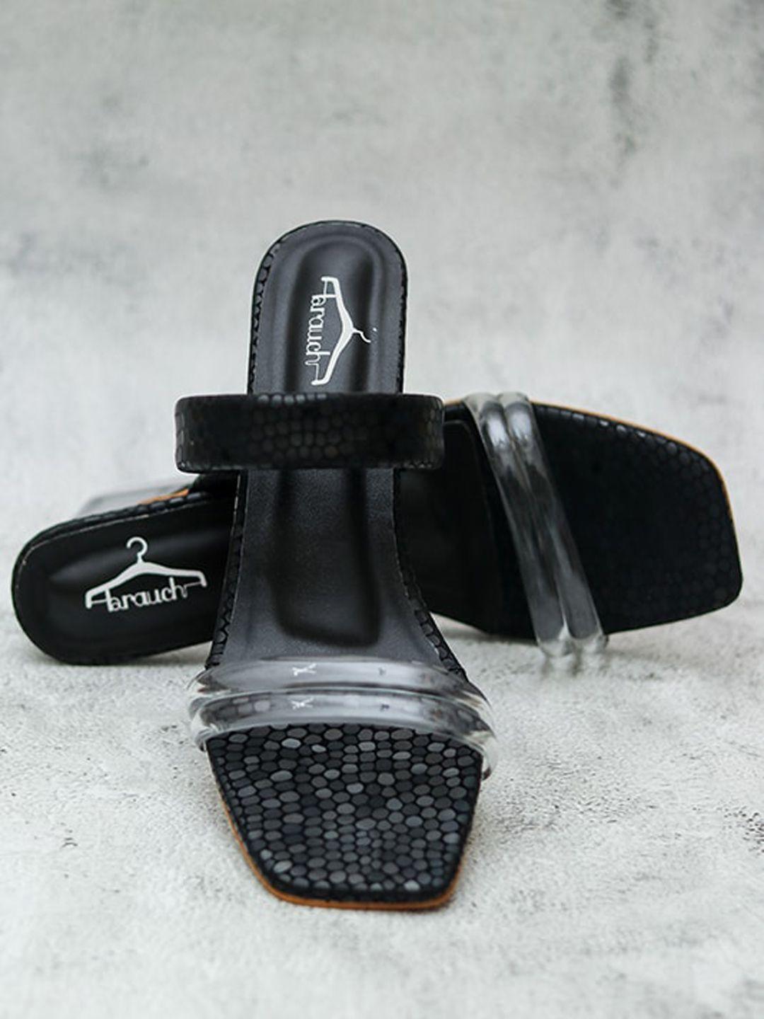 brauch women black embellished block heels