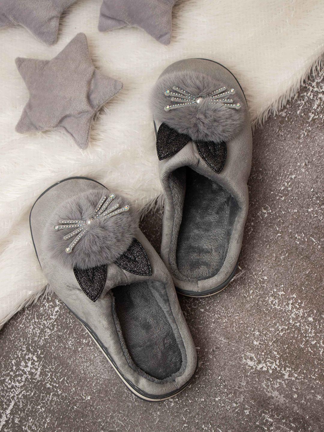 brauch women grey embellished room slippers