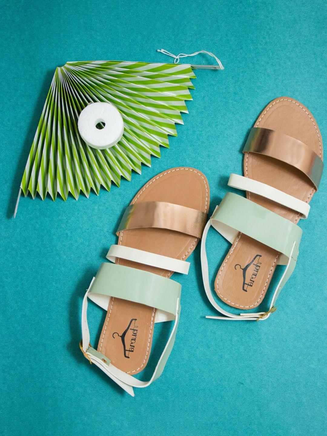 brauch women sea green & white comfort sandals