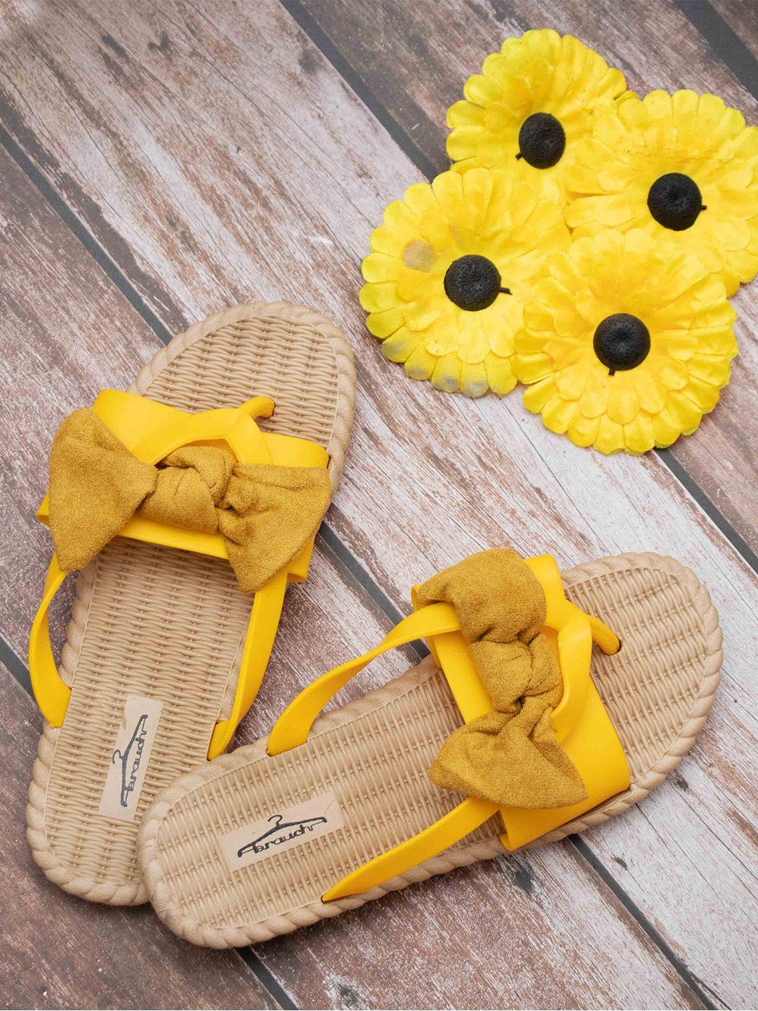 brauch women yellow & brown thong flip-flops