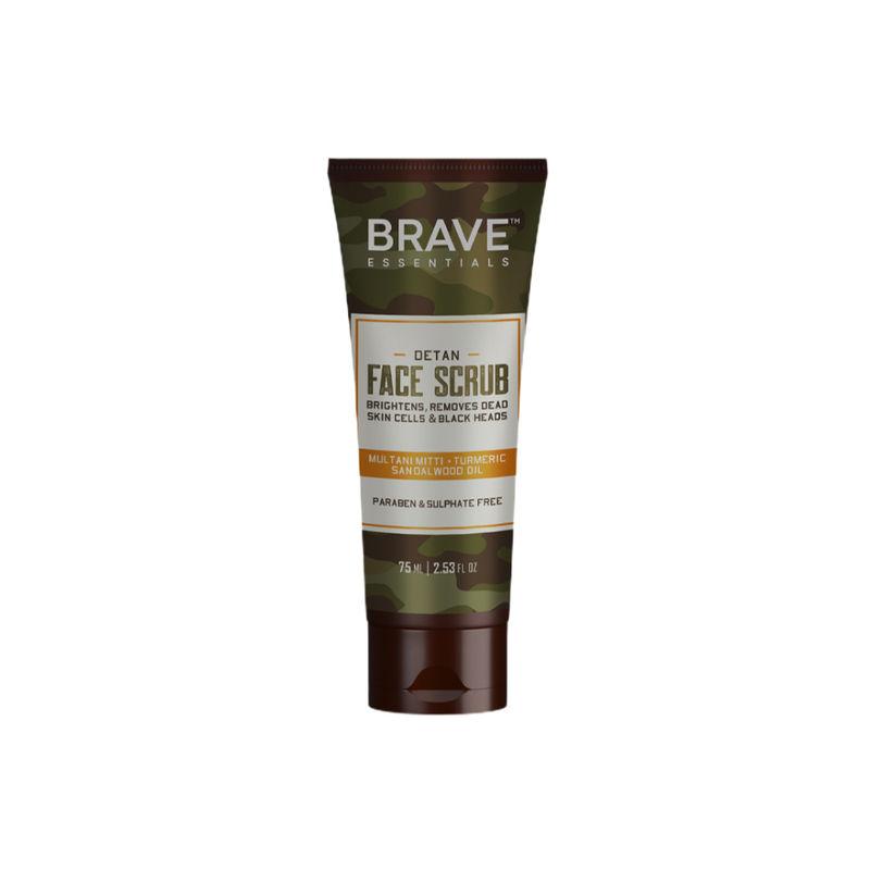 brave essentials de tan face scrub brightens removes dead skin cells & black heads