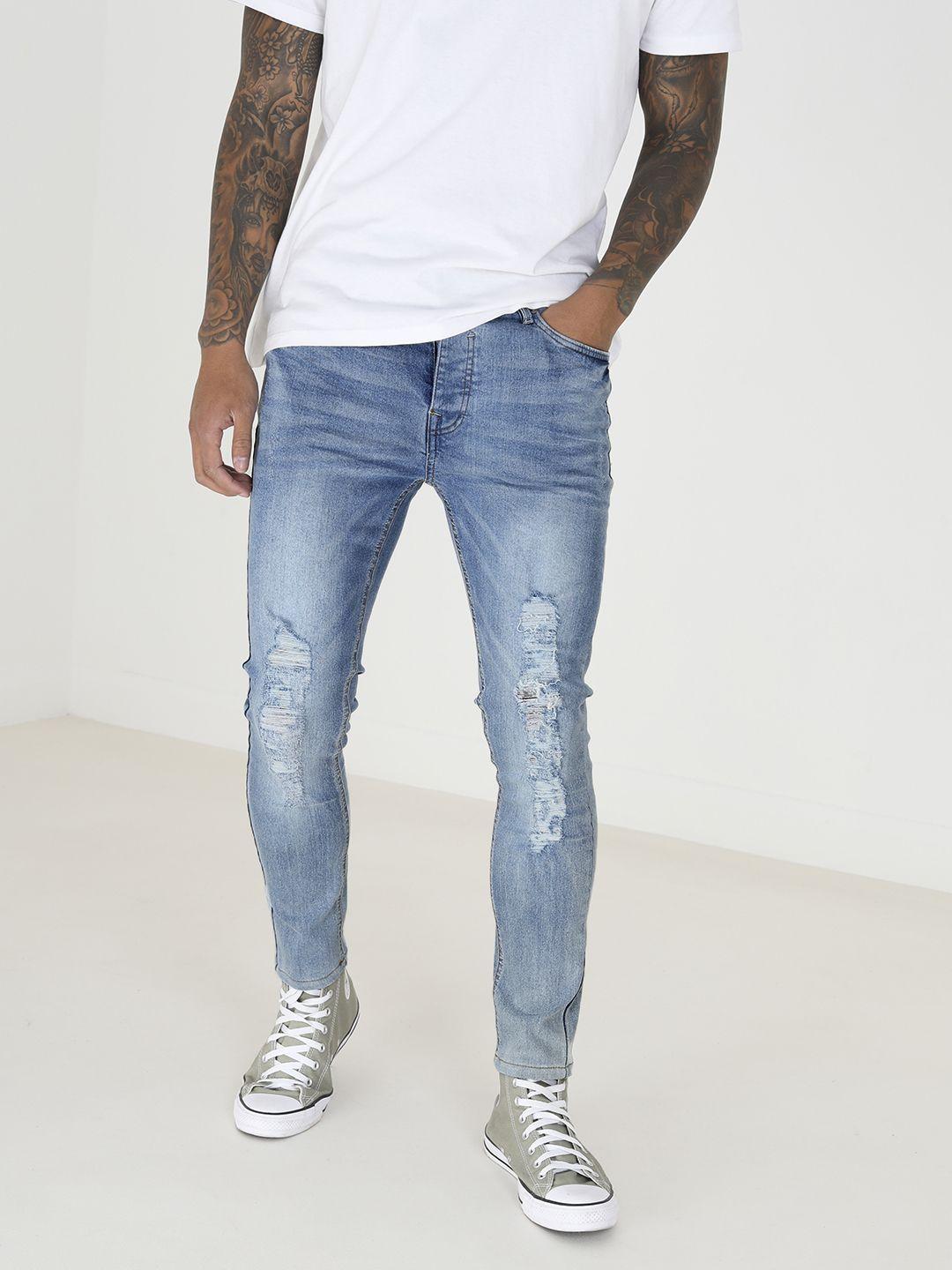 brave soul men skinny fit mildly distressed light fade stretchable jeans