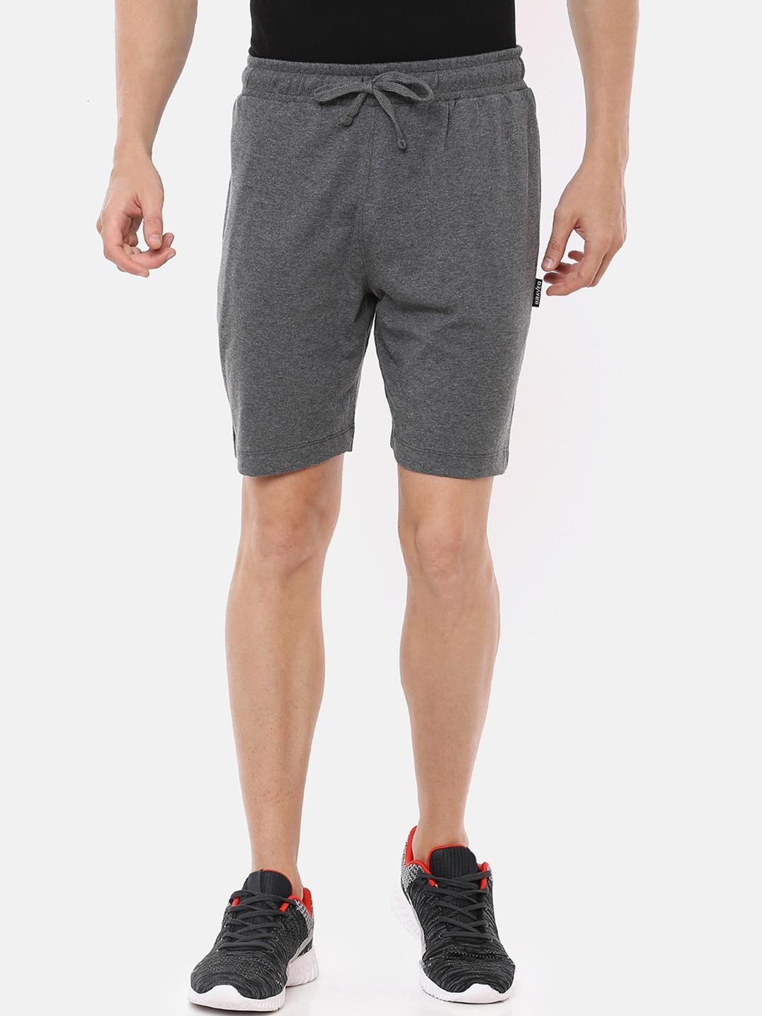 braveo men grey solid slim fit regular shorts