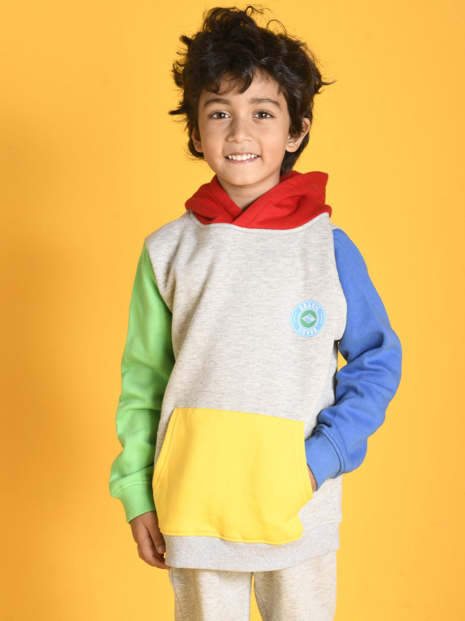 brazil fleece hoodie sweatshirt - grey