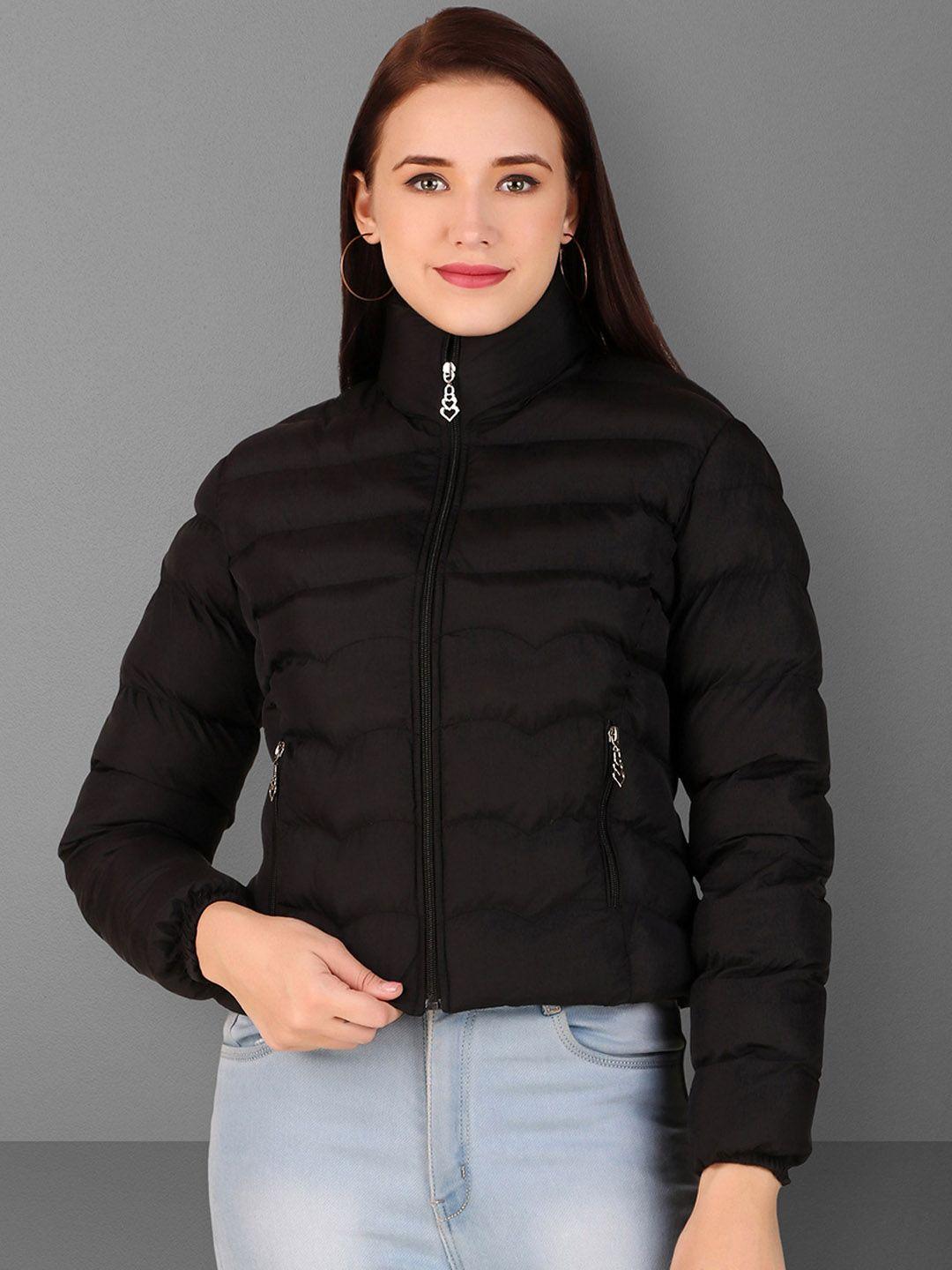 brazo women black lightweight puffer jacket