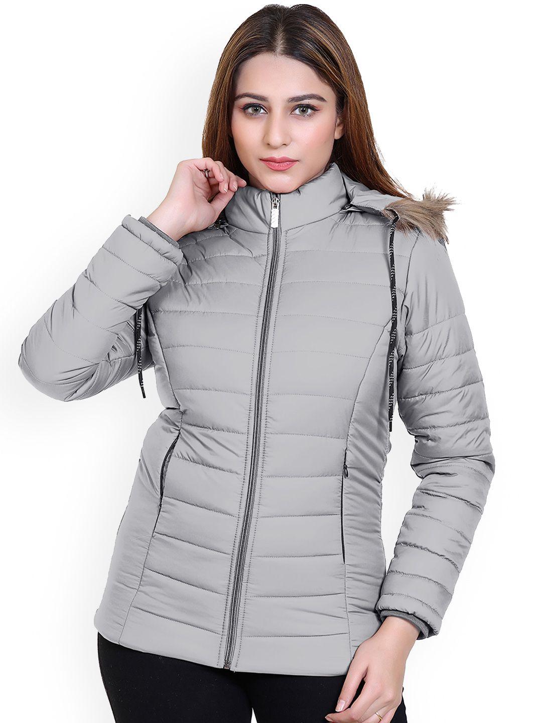 brazo women grey lightweight longline puffer jacket