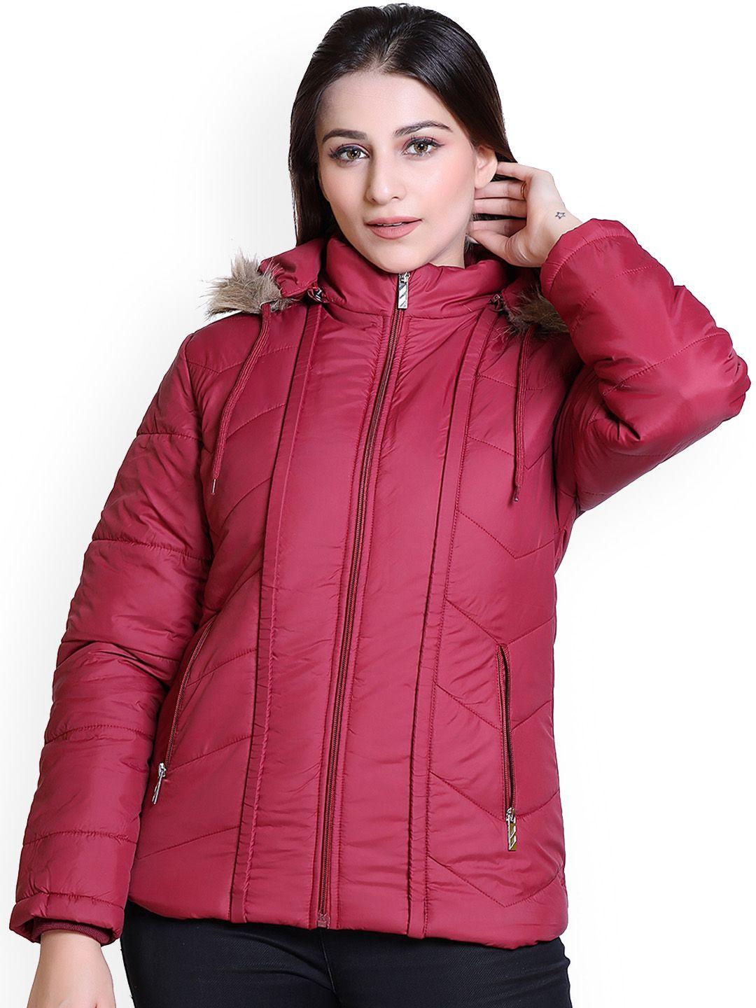 brazo women maroon lightweight crop parka jacket