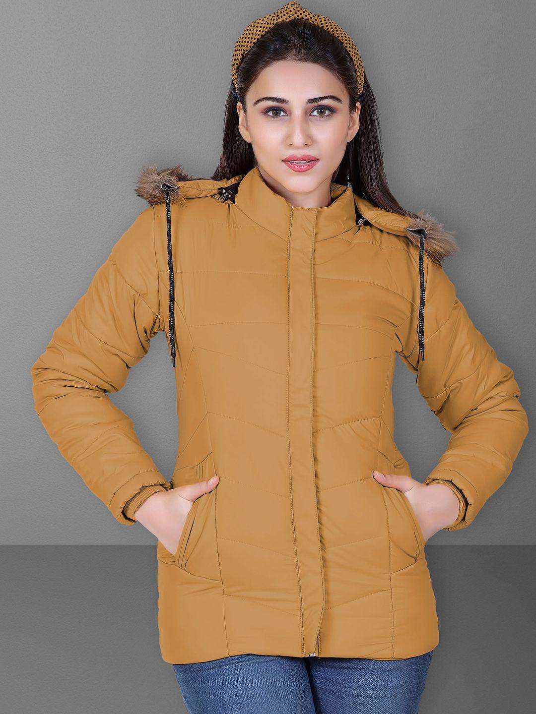 brazo women mustard lightweight parka jacket