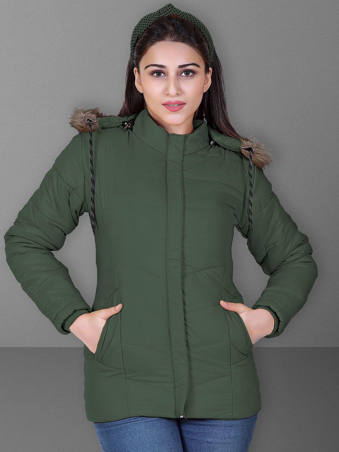 brazo women olive green lightweight longline padded jacket
