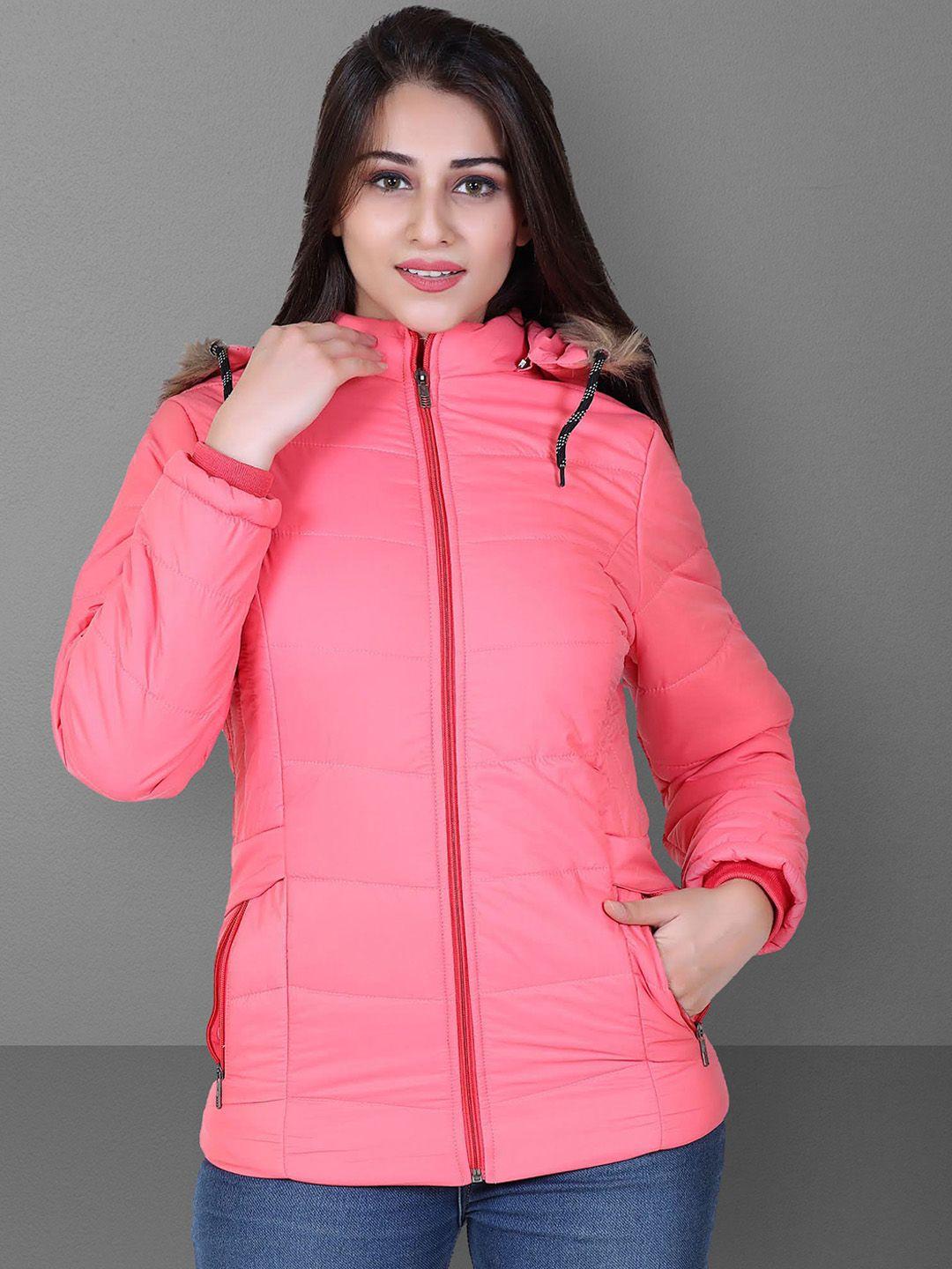brazo women pink lightweight longline parka jacket