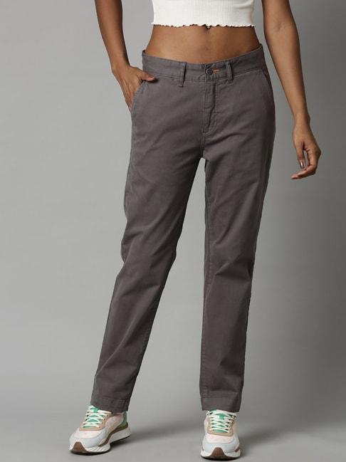 breakbounce grey slim fit mid rise trousers