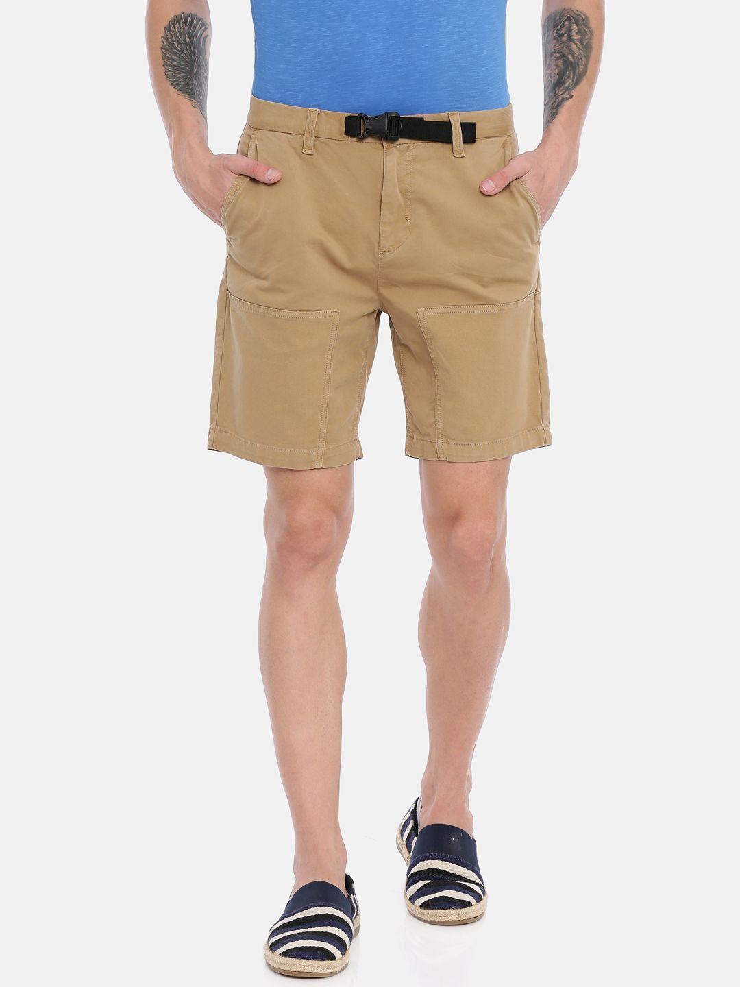 breakbounce-men-beige-solid-slim-fit-low-rise-chino-shorts