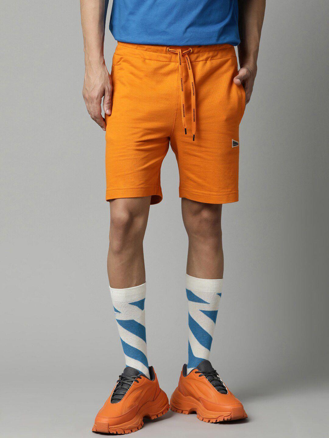 breakbounce men cotton orange shorts