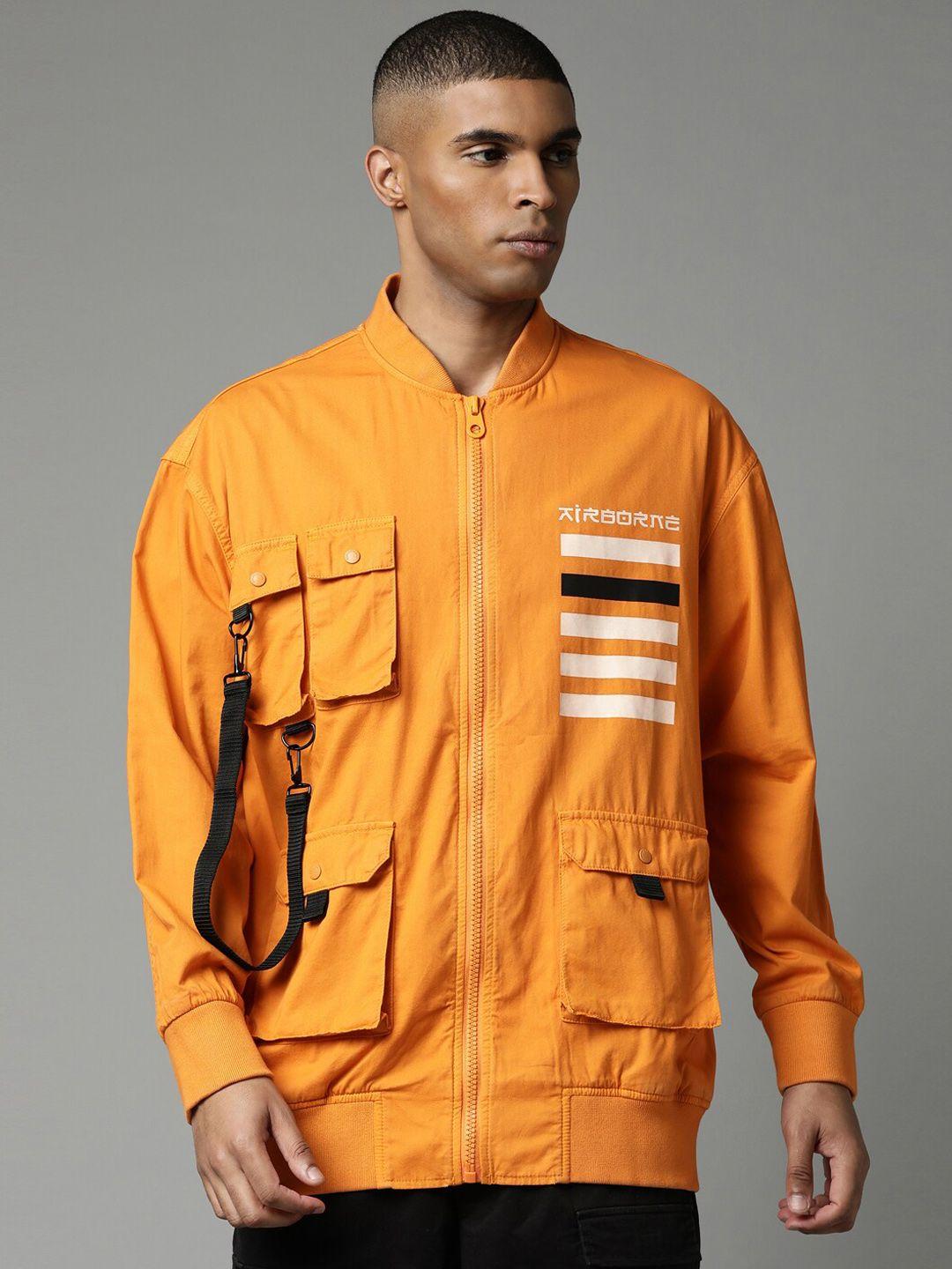 breakbounce men orange solid cotton tailored jacket