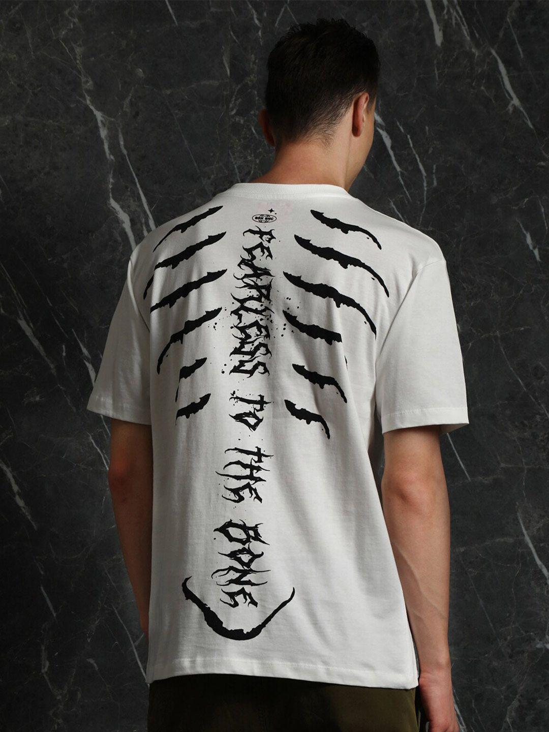 breakbounce off white typography printed drop-shoulder sleeves cotton oversized t-shirt