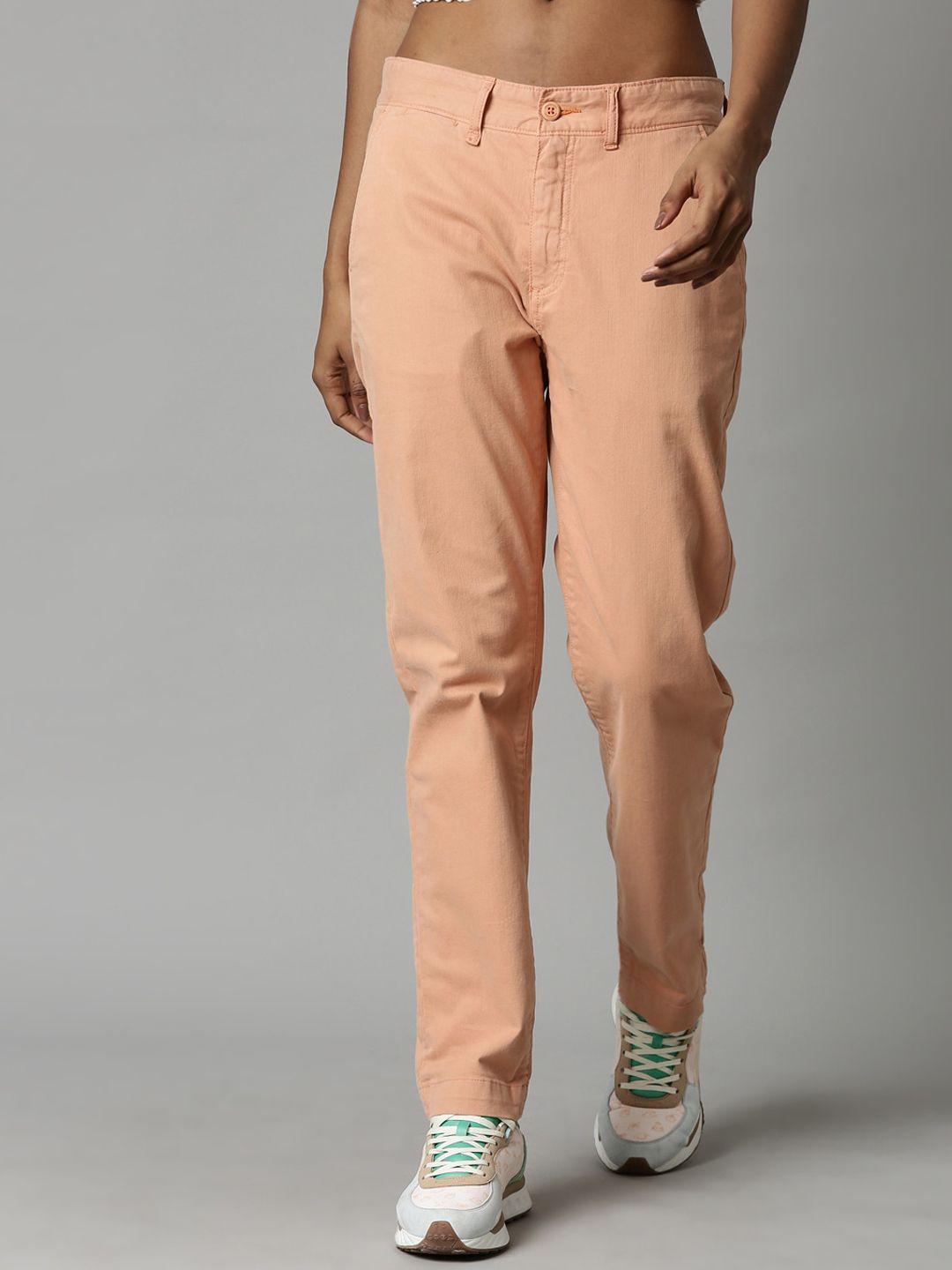 breakbounce women comfort slim fit cotton trousers