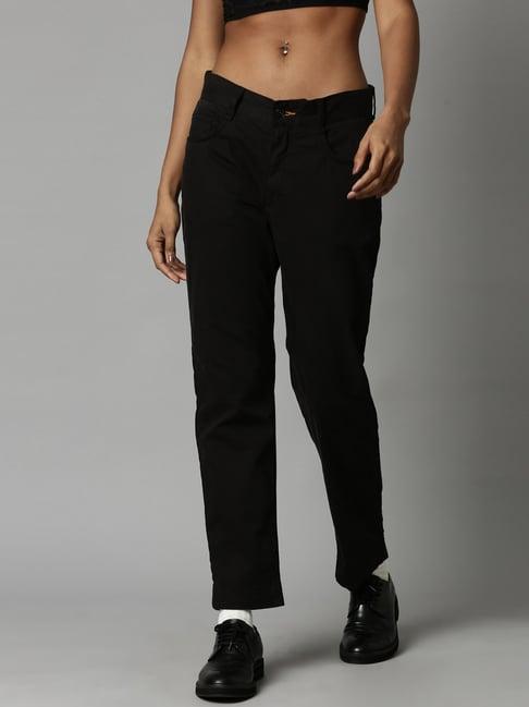 breakbounce black slim fit mid rise trousers